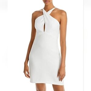 Halston Heritage White Crossneck Dress Size 14